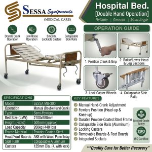 Hospital Bed.(double hand operated)