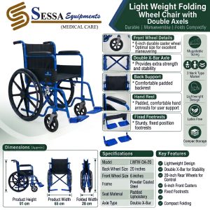 Light Weight Folding Wheel Chair with Double Axels